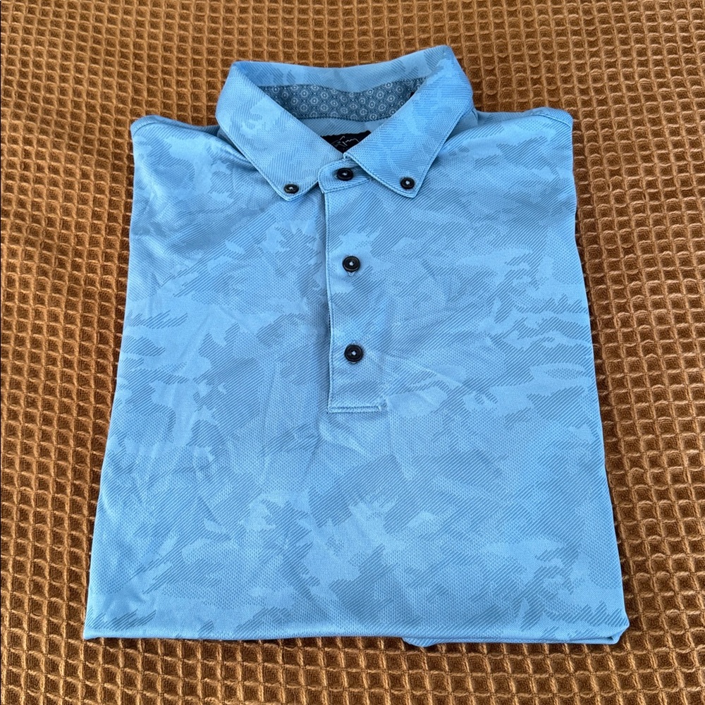 Greg Norman Polo Shirt Mens Large Grey Camo Attack Life PlayDry Performance Golf